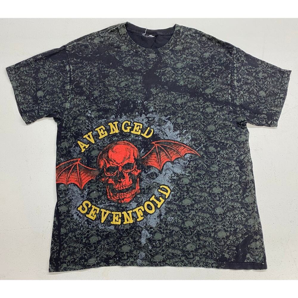 VTG Y2K Avenged Sevenfold skull all-over print graphic metal band t-shirt M